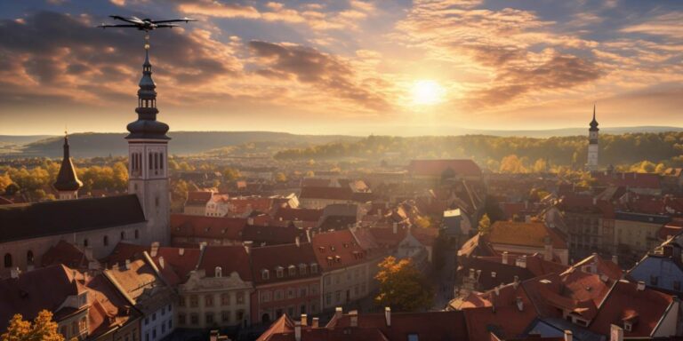 Sopron várkerület drón: a légi kilátás a történelmi városrészről